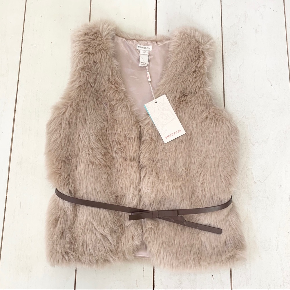 NEW! Monsoon Girls Fur Vest Sz 11-12